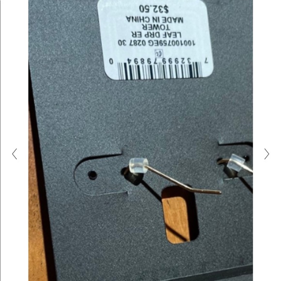 Alfani leave drop earrings dangling green with white speckles NEW - Picture 4 of 4